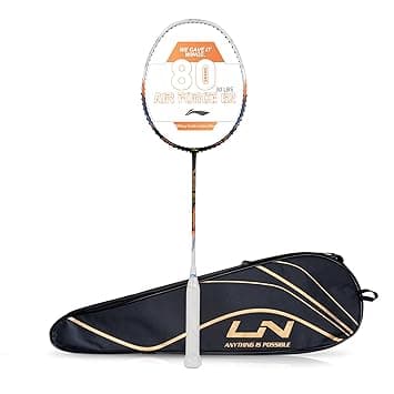 Li-Ning Air Force 80 Lite Carbon Fiber Unstrung Badminton Racket with Full Cover (Weight: 80 gm, Black/White)